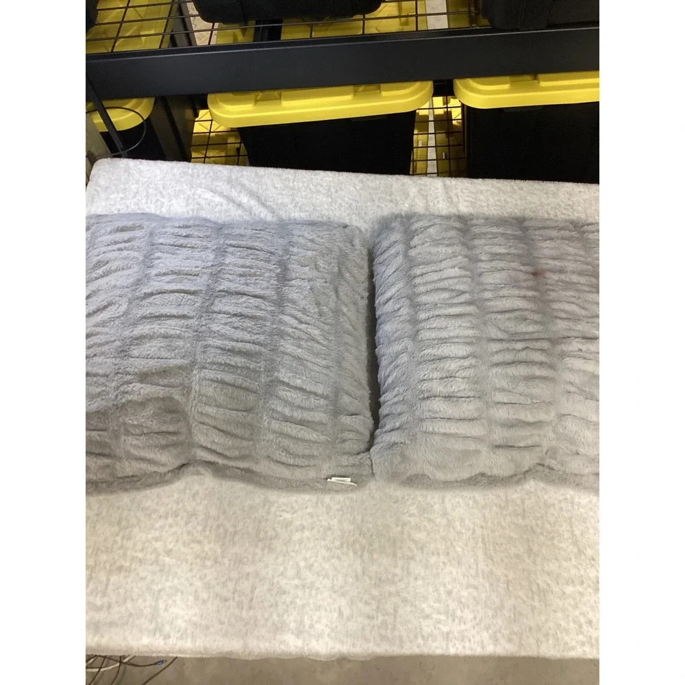 Member's Mark Faux Fur Decorative Pillows 2 Pack‎ Gray Ruched 22x22 Oversized